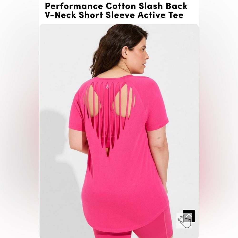 Torrid Performance Cotton Slash Back V-Neck Short Sleeve Active Tee